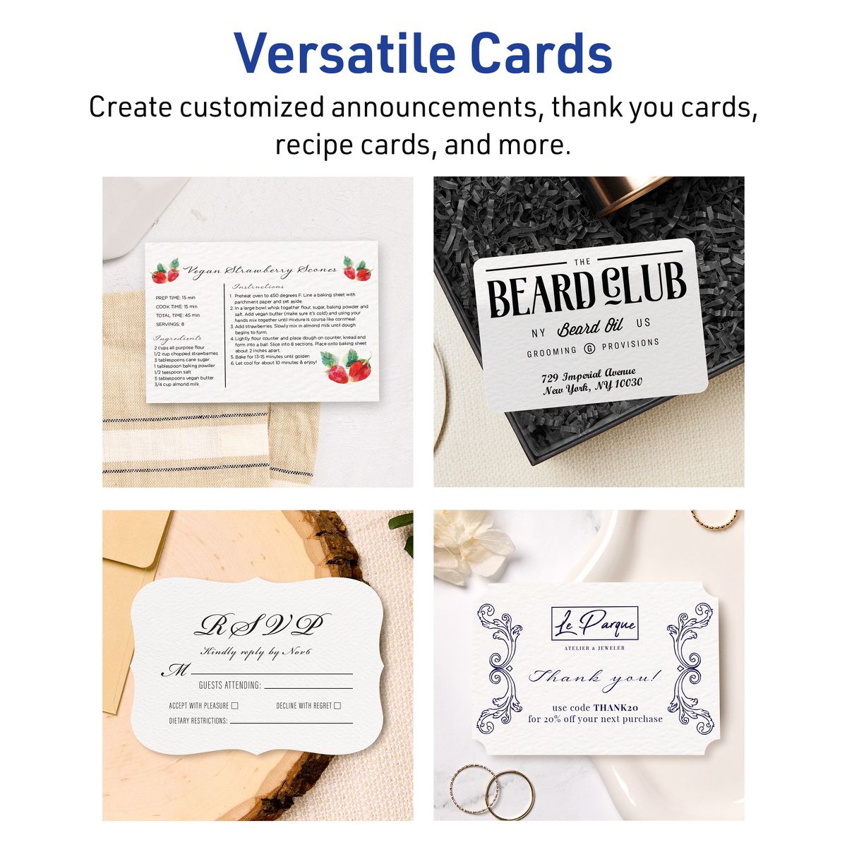 Avery Matte White Postcards, 3-1/2" x 5" Rectangle - thumbnail 4