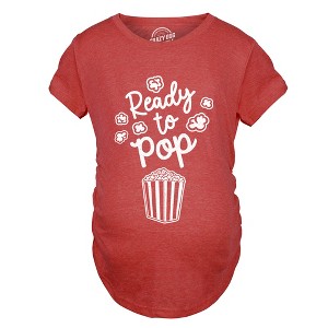 Ready To Pop Maternity T Shirt Funny Sarcastic Popcorn Joke Pregnancy Tee For Ladies - Crazy Dog Maternity T Shirt - 1 of 4