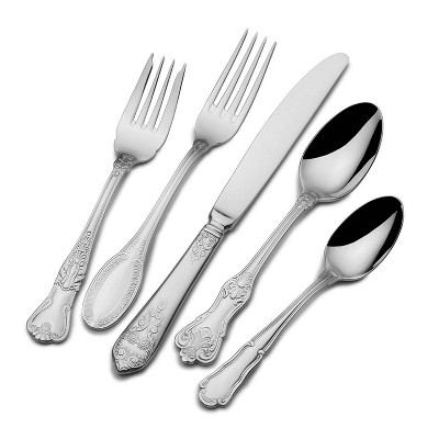Wallace 20pc Luxe Flatware Set: 18/10 Stainless Steel, Traditional Style, Dishwasher-Safe, Service for 4, Silver