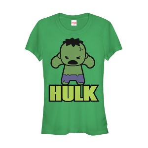 Juniors Womens Marvel Cartoon Kawaii Hulk T-Shirt - 1 of 3