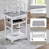 SEVOBAL Kitchen Carts and Islands Mobile Rolling Kitchen Island Trolley Serving Cart Mobile Kitchen Storage Islands, White, 22.76"*15.75"*33.35" - 2 of 4