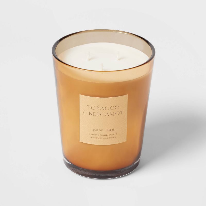  Colored Vase Glass with Dustcover Tobacco and Bergamot Candle Yellow - Threshold™, 5 of 12