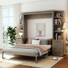 Queen Size Murphy Bed Space-saving Wall Bed Foldable Bed with Desk, Storage Shelves & Cabinets - ModernLuxe - 2 of 4