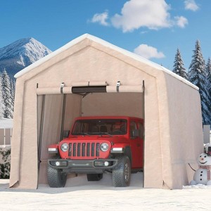 GustoWave 10x15FT Outdoor Portable Storage Shed with Roll-Up Door for Motorcycle, Garden and Tools - 1 of 4