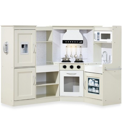 Best Choice Products Pretend Play Corner Kitchen, Ultimate Wooden Toy Set for Kids w/ 6 Accessories