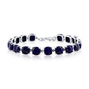 Bella Silver Sterling Silver, 6.5mm 4-Prong Tennis Bracelet - Lapis - Blue - 7.5 Inch - 1 of 2