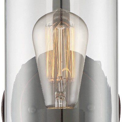 Eagleton Bronze Industrial Wall Sconce with Clear Glass Shade