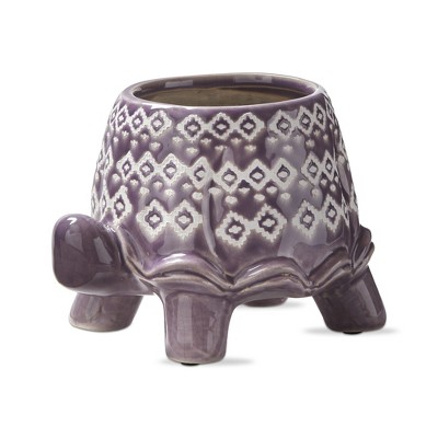 TAG Turtle Planter Pot Purple Glazed Terracotta 8.5L x 6.5W x 6.0H