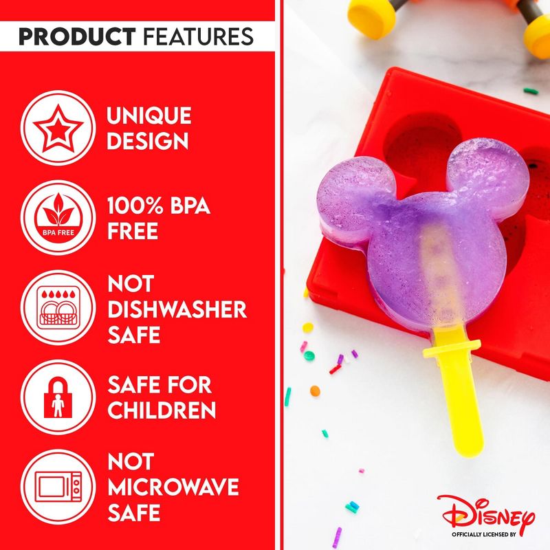 Silver Buffalo Disney Mickey Mouse 2-Piece Silicone Popsicle Mold Maker Set, 5 of 8