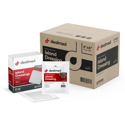 Dealmed Island Dressing, Sterile, Adhesive Borders with Non-Stick Pads, White (Case Pack)
