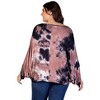 24seven Comfort Apparel Plus Size Mocha Tie Dye Batwing Sleeve Relaxed Fit Top - 3 of 4