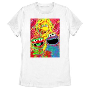 Women's Sesame Street Trio Saturated Painting T-Shirt - 1 of 4