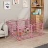24 inch 8 Panels Metal Dog Pen Pet Dog Fence Outdoor Exercise Pen with Doors Pink - 2 of 4