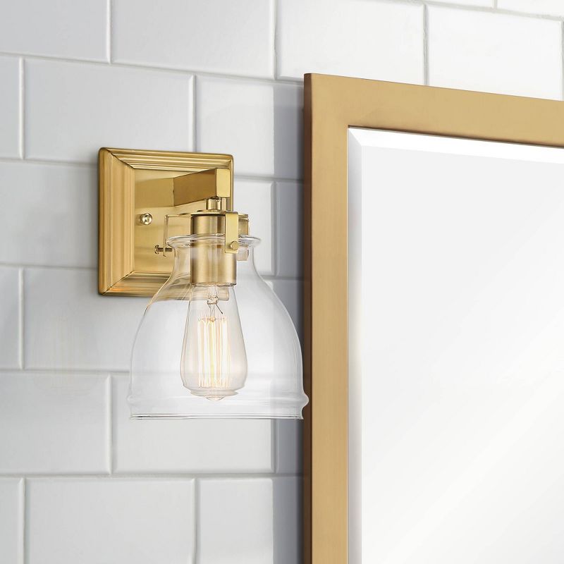Possini Euro Design Bellis Modern Wall Light Sconce Soft Gold Hardwire 6 1/2" Fixture Clear Glass for Bedroom Bathroom Vanity Reading Living Room Home, 2 of 8