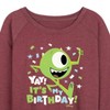 Women's - Disney - Mike Yay It's My Birthday Lightweight French Terry Wide Neck Long Sleeve Shirt - 2 of 4