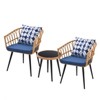 Patti 3-Piece PE Rattan Patio Small Space Chat Set, Bistro Set with Side Table and Cushions, Outdoor Furniture - Maison Boucle - 2 of 4