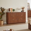 LOVSON 6 Drawer Storage Chest, 55" Wide Modern Chest of Drawers Curved Wave Design,Wood Drawer Organizer for Bedroom, Living Room, Hallway, Walnut - 2 of 4