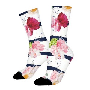 Rose Flower Women Printed Crew Socks Funny Funky Socks Soft Polyester Novelty Gifts for Artists Men - 1 of 1