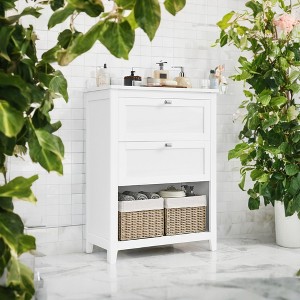 Versatile Storage Cabinet with Adjustable Dividers, Baskets, and Drawers - Stylish Organization Solution - 1 of 3
