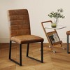 ChicFurnit Dining Set of 2 pcs Premium PU Chairs with High Density Foam and Durable Iron Legs for Home or Office, Brown and Black, 21.5"*17.2"*35.7" - 4 of 4