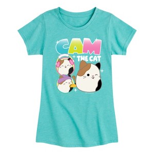 Girls' - Squishmallows - Cam The Cat Fitted Short Sleeve Graphic T-Shirt - 1 of 4
