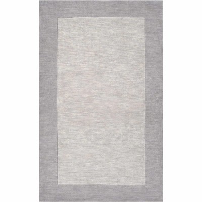 Hauteloom Bordered Solid Gray Wool Rug