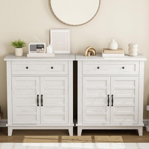 Coucheta 31.5" Farmhouse Storage Cabinet set of 2, 3-Tiers Adjustable Shelf, Sideboard Buffet Cabinet with Drawer for Kitchen, Dining Room, Entryway - 1 of 4