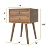 Costway End Table W/Drawers and Storage Wooden Mid-Century Accent Side Table Multipurpose for Bedroom, Living Room Home Furniture Nightstand - image 2 of 4