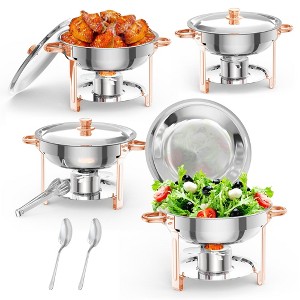2/4/6-Pack 5QT Stainless Steel Chafing Dishes Set, Complete Food Warmers for Wedding, Christmas Party,Holiday Gathering - 1 of 4
