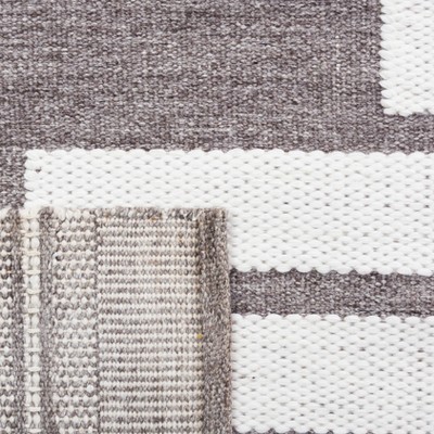 Ivory and Brown 8' x 10' Flatweave Striped Wool Rug