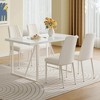 Oversart 55"x31.5"Cream-Style White MDF Dining Table Set with 4 Armless Chairs. - 2 of 4