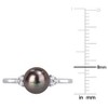 EVERLY JEWELRY | Sterling Silver 1/5 CT TGW White Topaz And 7.5 - 8 MM Black Freshwater Cultured Pearl Fashion Ring - 4 of 4
