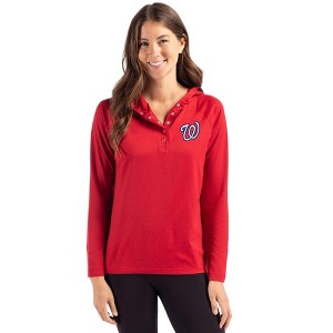 Washington Nationals Cutter & Buck Coastline Epic Comfort Recycled Womens Hooded Shirt - 1 of 1