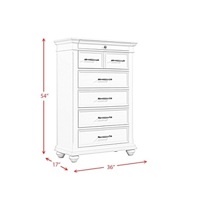 White Vertical 6-Drawer Chest with Felt Lined Drawer