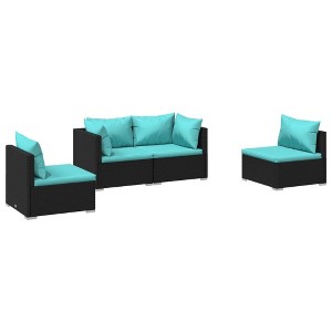 vidaXL Garden Lounge Set Black, Water Blue - 1 of 4