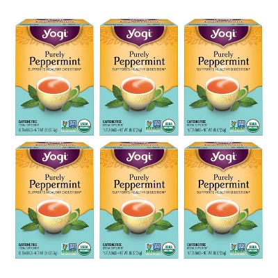 Yogi Tea - Purely Peppermint Tea (6 Pack) - Supports Healthy Digestion - Caffeine Free - 96 Organic Herbal Tea Bags