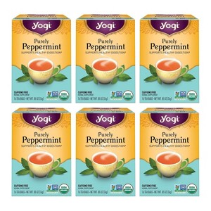 Yogi Tea - Purely Peppermint Tea (6 Pack) - Supports Healthy Digestion - Caffeine Free - 96 Organic Herbal Tea Bags - 1 of 3