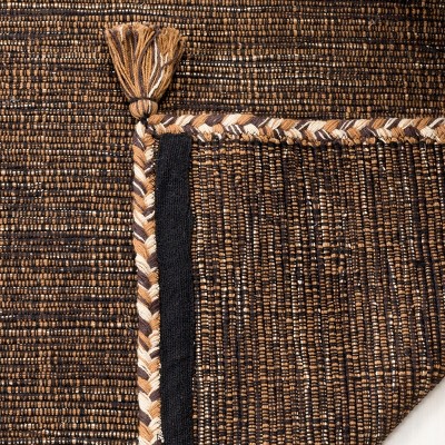 Coastal Charm Black and Off-White Cotton Square Area Rug