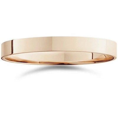 Pompeii3 3mm Flat High Polished Wedding Band 14K Rose Gold