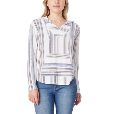 WallFlower Vintage Classic Baja Stripe V-Neck Hoodie