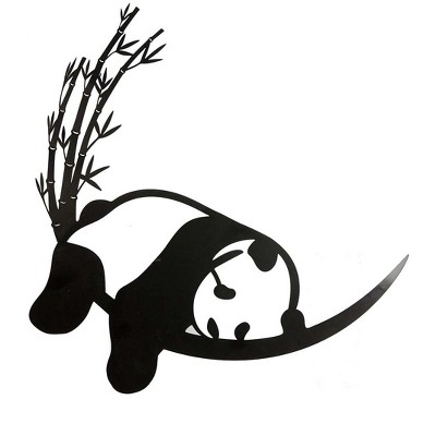 Wind & Weather Resting Panda and Bamboo Metal Wall Art