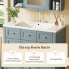 36" Bathroom Vanity Modern Bathroom Cabinet with Resin Sink, Freestanding Solid Wood Bathroom Storage Cabinet with 2 Soft-Close Doors & 2 Drawers Blue - 4 of 4