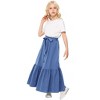 Girl's Button Midi Skirts Casual High Elastic Waist A Line Pleated Midi Chiffon Pink Skirts with Pockets - 2 of 4