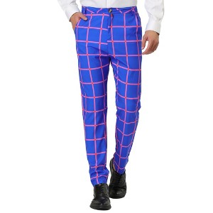 Lars Amadeus Men's Regular Fit Business Color Block Checked Trousers - 1 of 4