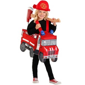 HalloweenCostumes.com 2T-4T   Toddler Red Fire Truck Costume, Black/White/Red - 1 of 4