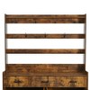 HDZNVF Minimalist Four-Door Shoe Cabinet with Coat Rack, 3 Drawers, 8 Shelves, Metal Hooks and Handles, Rustic Brown - 4 of 4