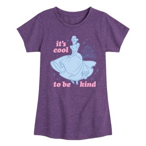 Girls' - Disney Princess - Cinderella It's Cool To Be Kind Fitted Short Sleeve Graphic T-Shirt - 1 of 4