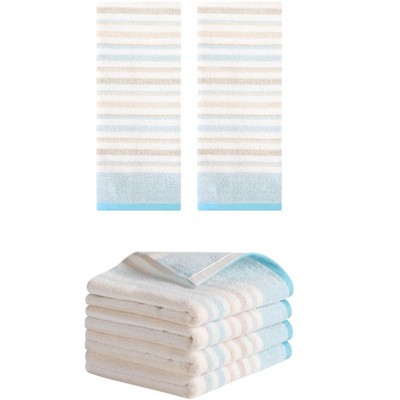 REGALWOVEN Striped Pattern Soft Absorbent Cotton Hand Towel Home Decor 13" x 27"