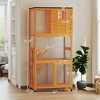 Skyzone 74" Weatherproof Wooden Outdoor Cat Enclosure with Perches, Wheels & Lockable Doors, Orange - 2 of 4