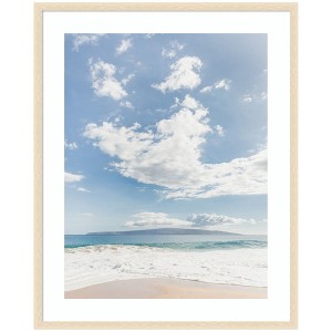 Kate and Laurel Framed Art Beach by Alicia Abla, 34x42, Woodgrain Stripe Blonde - 1 of 4